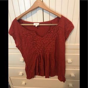 Anthropologie Burnt Red Detailed T-Shirt